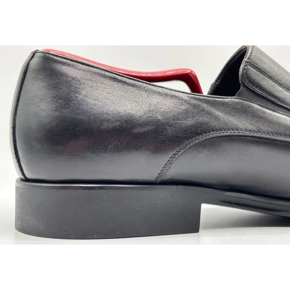 Monte Rosso Loafers Dress Shoes Mens Size 10 Black Leather Slip On Made in Italy